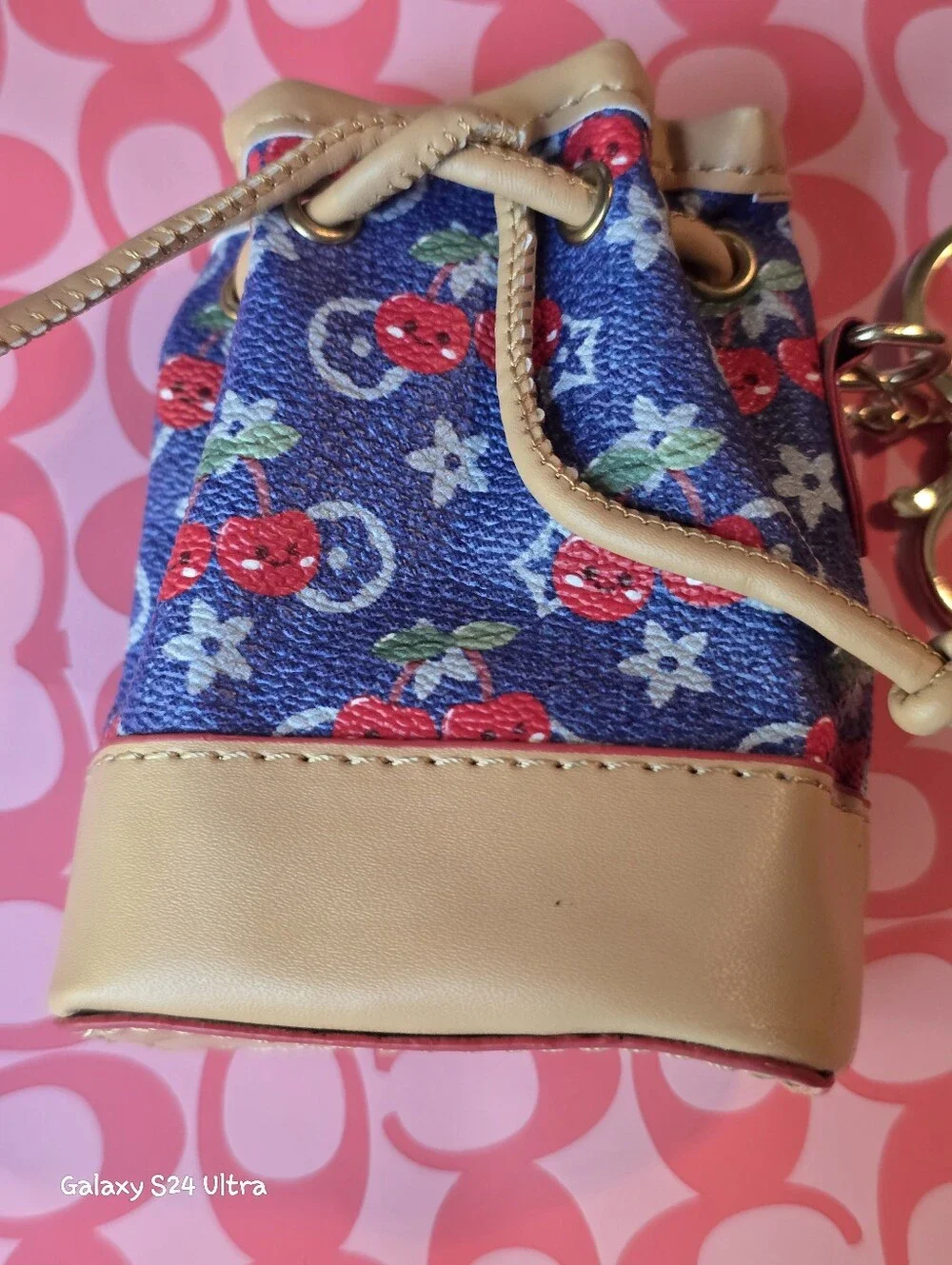 Cherry Decor Cinch Coin Pouch Bag Charm/ Keychain NEW